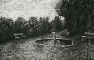 Brunnen In Einem Park by Solomon Yakovlevich Kishinevsky