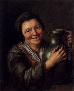 Lachende Frau Mit Einem Krug by Philipp Heinrich Kisling