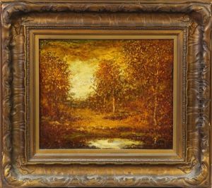 Autumn Landscape W/stream by Hudson Mindell Kitchell