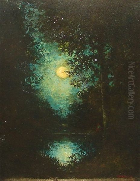 Nocturnal Landscape With Moonlight - view 1