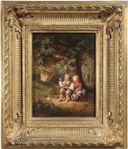 Woods Inside With Two Children. Oil/canvas/cardboard, Signed And Dated "64". Pair To The Preceding Catalogue Number Woods Inside With Two Children. Oil/canvas/cardboard, Signed And Dated "64". Pair To The Preceding Catalogue Number