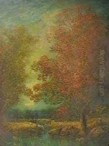 Autumn Landscape With Trees by Hudson Mindell Kitchell