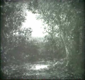 Figure Near A Pond Under A Full Moon