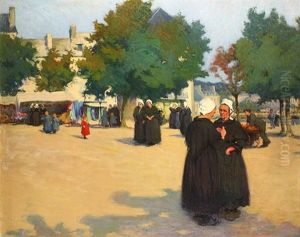 The Village Square, Brittany by Joseph Milner Kite