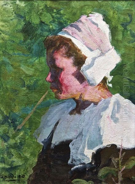 Portrait Of A Breton Girl by Joseph Milner Kite
