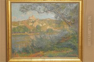 French River Landscape With A Fortified Castle by Joseph Milner Kite