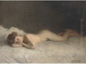 A Young Girl On A Bed