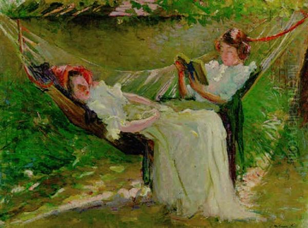 Young Girls In A Hammock On A Summer's Day - view 1