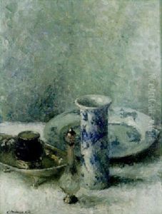 Still Life With Blue And White Vase And Plate