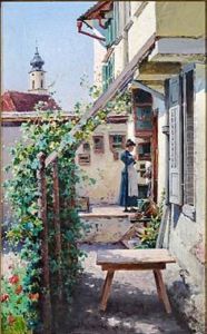A Yard (lindau) by Aleksei Danilovich Kivshenko