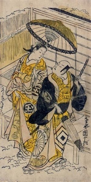 The Actors Ichikawa Danjuro And Sodezaki Iseno In A Theatrical Scene - view 1