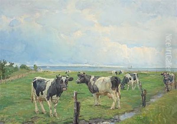 Grazing Cows Near A Coast - view 1