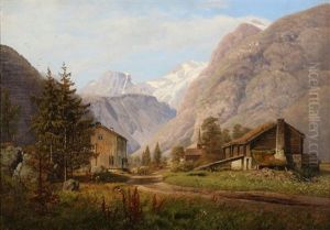 View From A Norwegian Mountain Village In Telemark by Anton Edvard Kjeldrup
