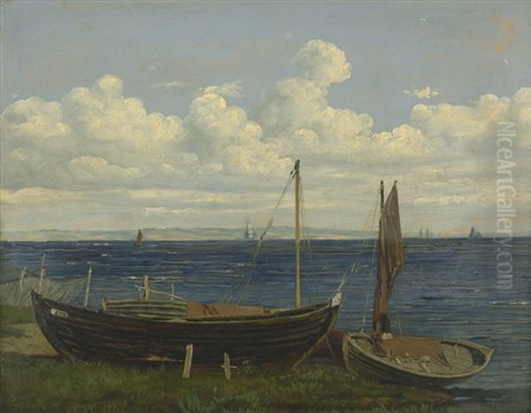 Fischerboote An Land Vor Hven Im Oresund - view 1
