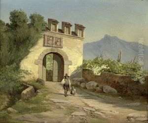 Motiv Aus Meran In Tirol by Anton Edvard Kjeldrup