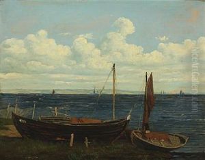 Scenery With Fishing Boats On The Beach Scenery With Fishing Boats On The Beach