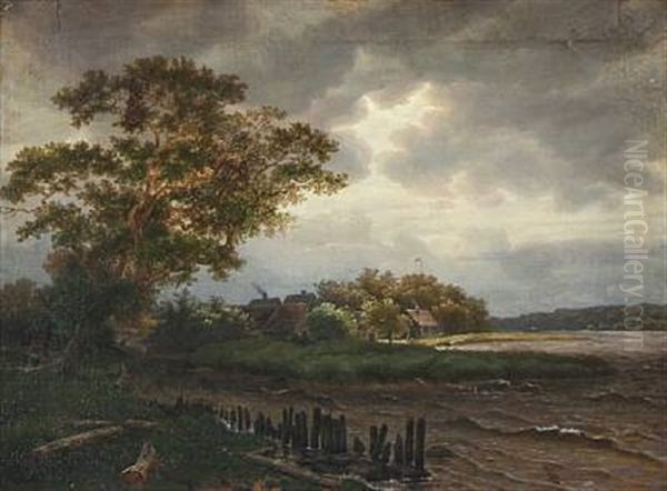 Coastal Scene With Fishing Village - view 1