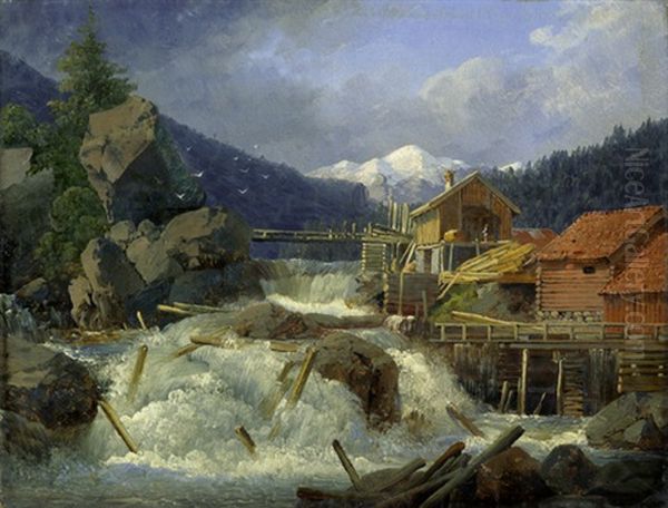 Sagemuhle An Einem Wasserfall In Norwegen - view 1