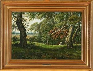 Forest Scene In Dyrehaven Forest, Denmark by Anton Edvard Kjeldrup