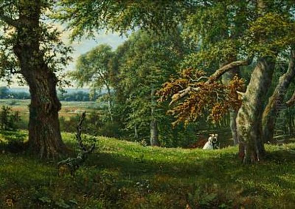 A Young Couple Strolling In Dyrehaven Gardens North Of Copenhagen - view 1