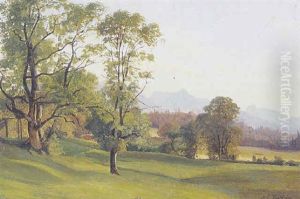 Sommerlandskab, I Baggrunden Bjerge by Anton Edvard Kjeldrup