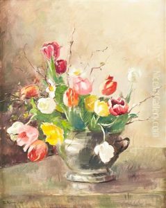 Blomsterstilleben Med Varblommor by Esther Kjerner