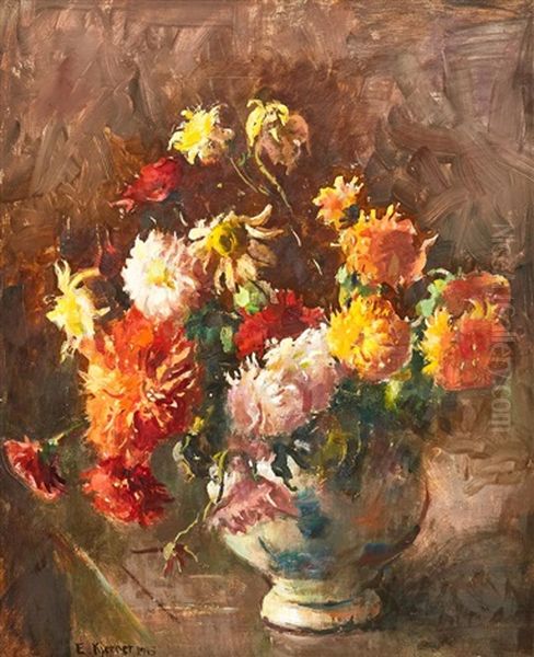 Blomsterstilleben Med Astrar I En Vas - view 1