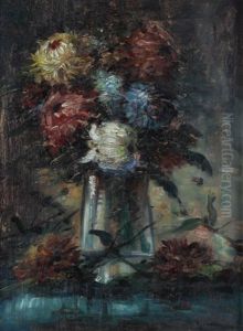 Blumenstilleben Mit Dahlien In Einer Vase by Esther Kjerner