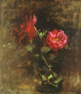 Blomsterstilleben I Glasvas by Esther Kjerner