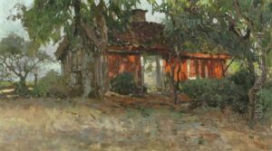 Solbelyst Hus Y Landskap by Esther Kjerner