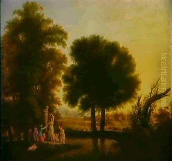 Ideale Landschaft Mit Madchen, Die Eine Herme Schmucken - view 1