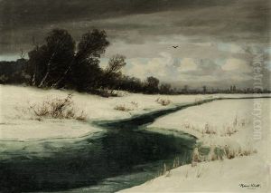 Winterliche Bachlandschaft by Hans (Johann) Klatt