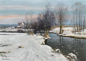 Schneelandschaft by Hans (Johann) Klatt