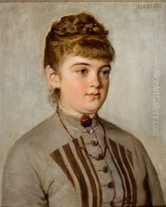 Portrait Einer Jungen Frau Mit Hoch Geschlossenem Kleid Und Granatschmuck by Johannes Klaus