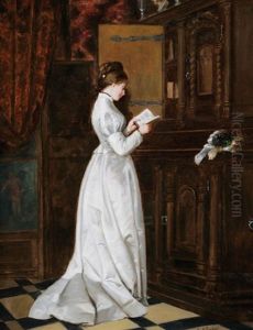 Lady Reading In An Interior by Johannes Klaus