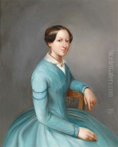 Bildnis Einer Dame In Blauem Kleid by Josef Klaus