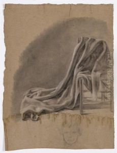 Etude De Drape Sur Une Chaise Et Croquis De Tete D'enfant