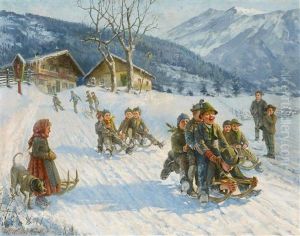 Die Schlittenfahrt by Theodor Kleehaas
