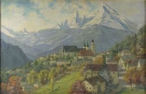 Alpenlandschaft Im Herbst Mit Kirchdorf Alpenlandschaft Im Herbst Mit Kirchdorf