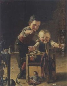 Zwei Spielende Kinder by Theodor Kleehaas