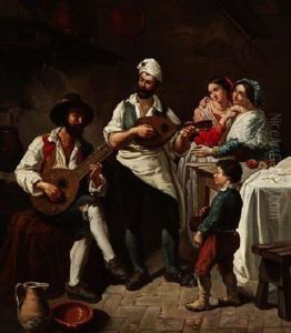 Italienische Familie Beim Musizieren In Der Kuche Italienische Familie Beim Musizieren In Der Kuche
