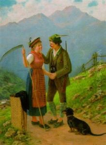 Rendevous Auf Der Alm by Theodor Kleehaas
