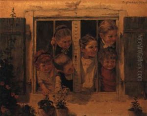 Children At The Window by Theodor Kleehaas