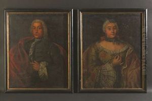 Bildnis Des Johann Jacob Amberger (+ Bildnis Der Regina Ambergerin; Pair) by Nikolaus Moritz Kleemann