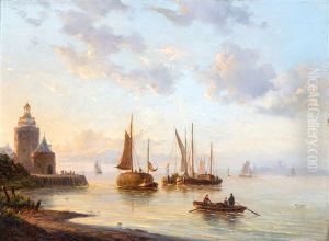 Zuiderzeegezicht Met Boten En Figuren