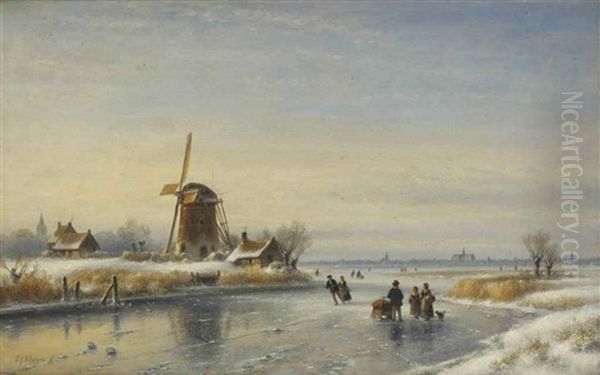 A Winter Landscape With Skaters On A Frozen River, Haarlem In The Distance - view 1