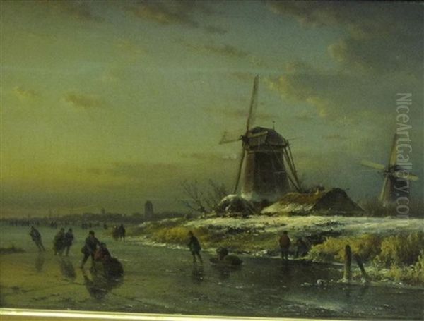 A Winter Landscape With Figures Skating - view 1