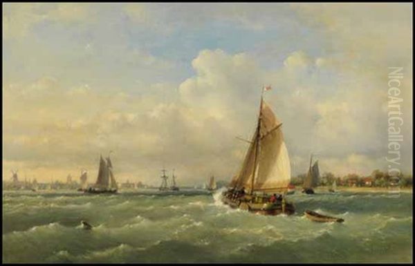 Dutch Sailing Barge In A Choppy Sea - view 1