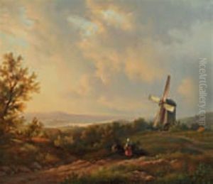 Moulin Et Personnages Dans Un Paysage Moulin Et Personnages Dans Un Paysage