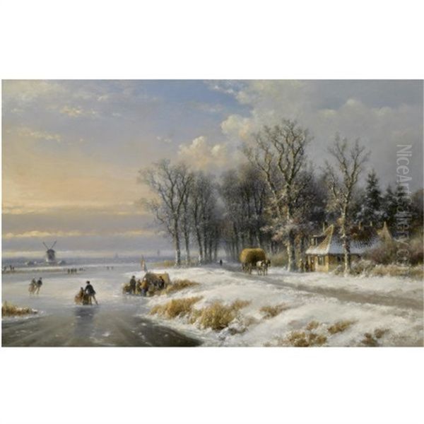 Skaters On The Ice Near A Koek En Zopie - view 1